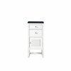 James Martin Vanities Athens 15in Base Cabinet W/ Drawers & Right Door, Glossy White W/ 3CM Charcoal Soapstone Quartz Top E645-B15R-GW-3CSP